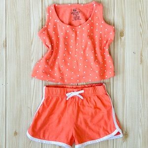 Girls sz 18 M Toddler Salmon Peach Orange Polka Dot Pajama Set